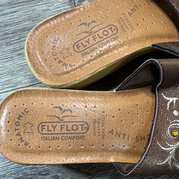 Fly flot Women's Embellished Brown slides size 37 (s117) - Picture 3 of 4